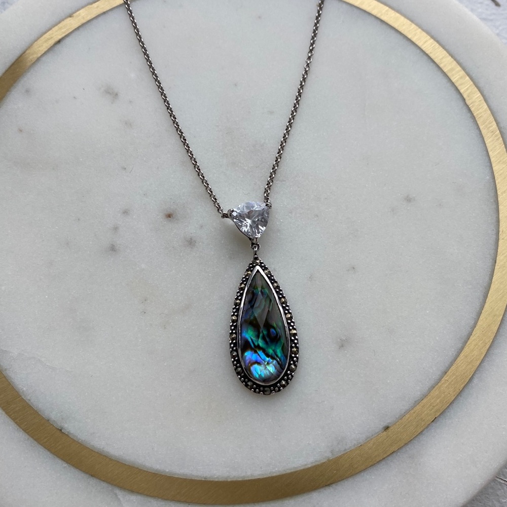 Judith Jack silver blue/green pendant necklace